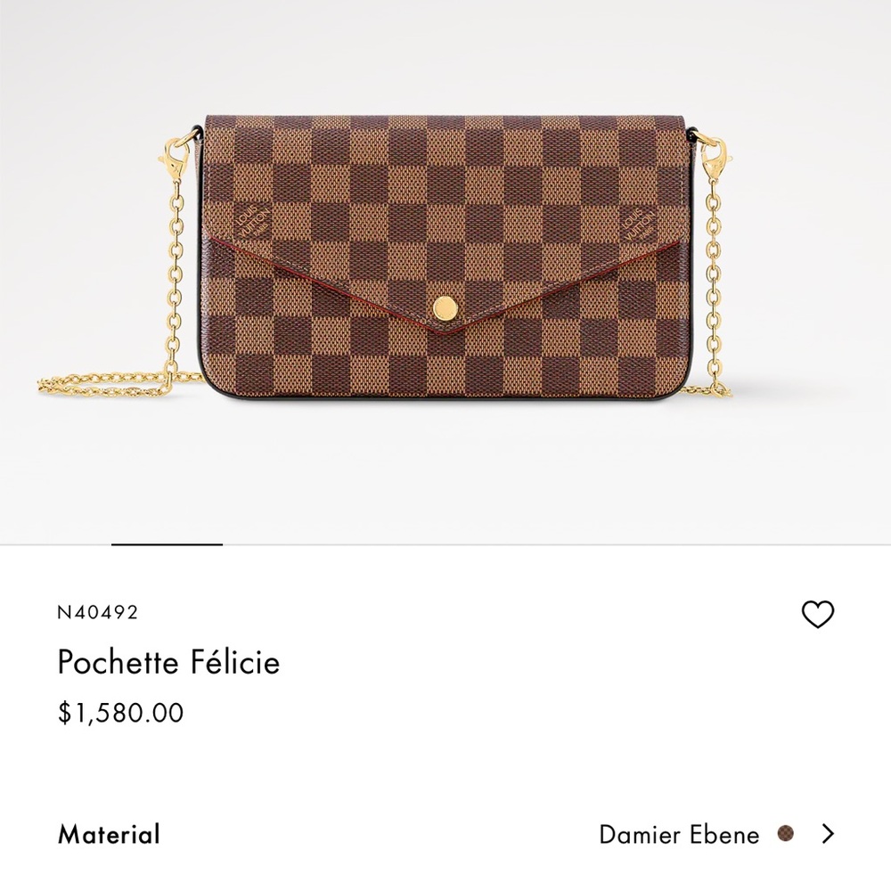 Louis Vuitton Damier Ebene Clutch with Gold Chain